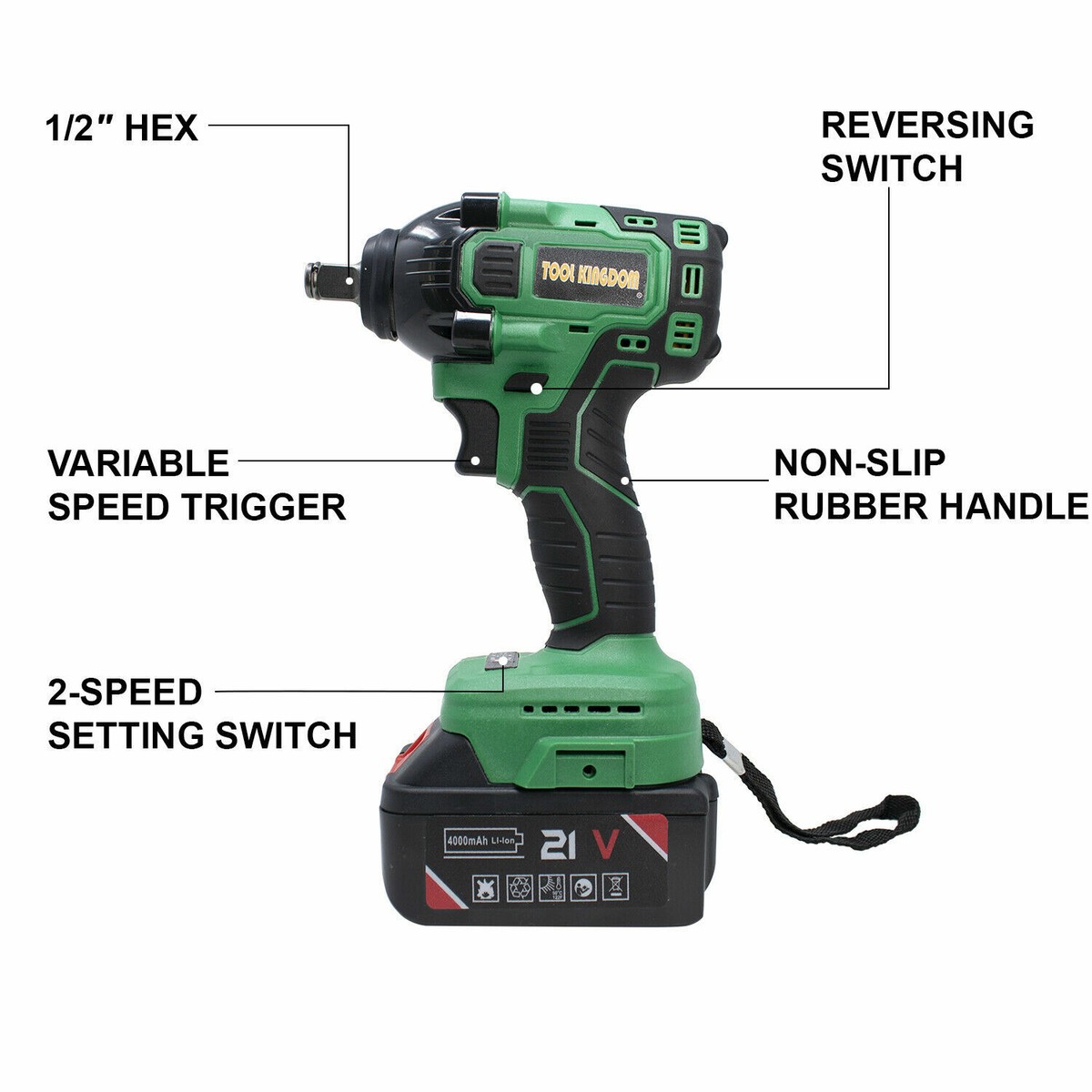 Cordless Impact Wrench, 1/2 Inch Brushless Impact Gun, 2500rpm & Max Torque 550Nm, High Torque Impact Wrench With 4 Socket Set, 12 Drill Set, 4.0Ah Battery, Charger, Carry Box, For Furniture/light Car