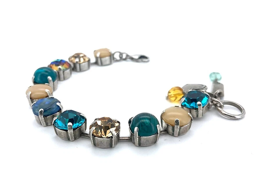 Pulsera Mariana adorable verde azulado, ámbar y arena ópalo cristales austriacos Ha... Foto 2 de 3