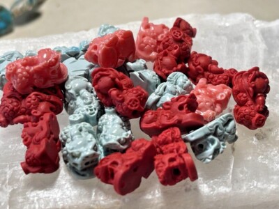 Fengshui Pi Xiu Yao Foo Dog Dragon Coral Beads Pendants Charms  Imitation Coral