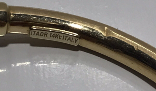 ITAOR ITALY 14K YELLOW GOLD OVAL HINGED BANGLE 8-3/8" BRACELET, 5Grams - Picture 10 of 12