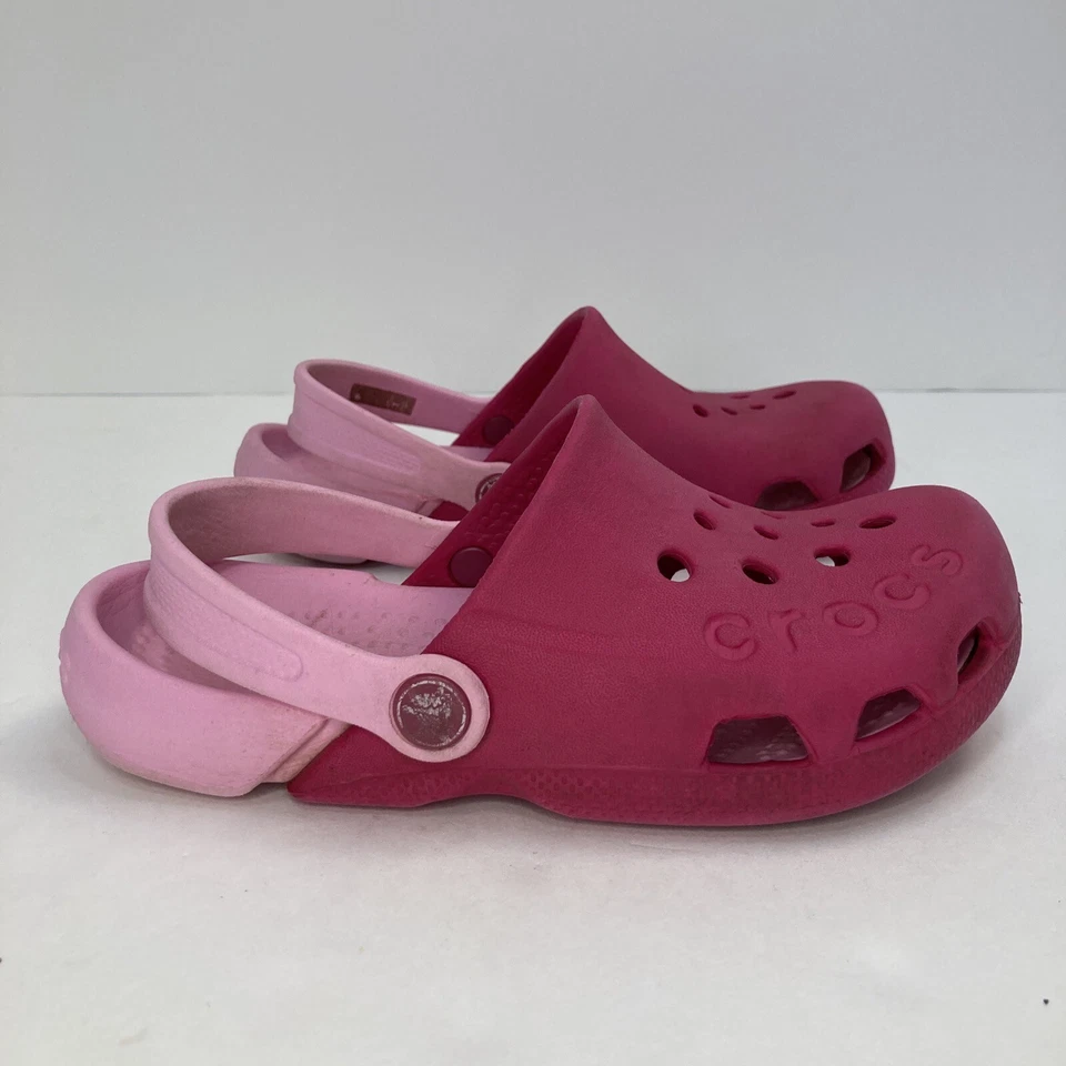 Crocs Electro Slip On Clogs Pink Kids Size J1 Water Shoes Sandal - Image 2 of 4