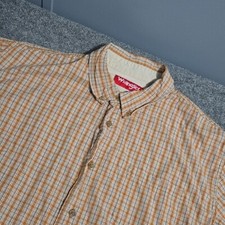 Wrangler Shirt Mens Extra Large Brown Plaid Button Down Short Sleeve Western