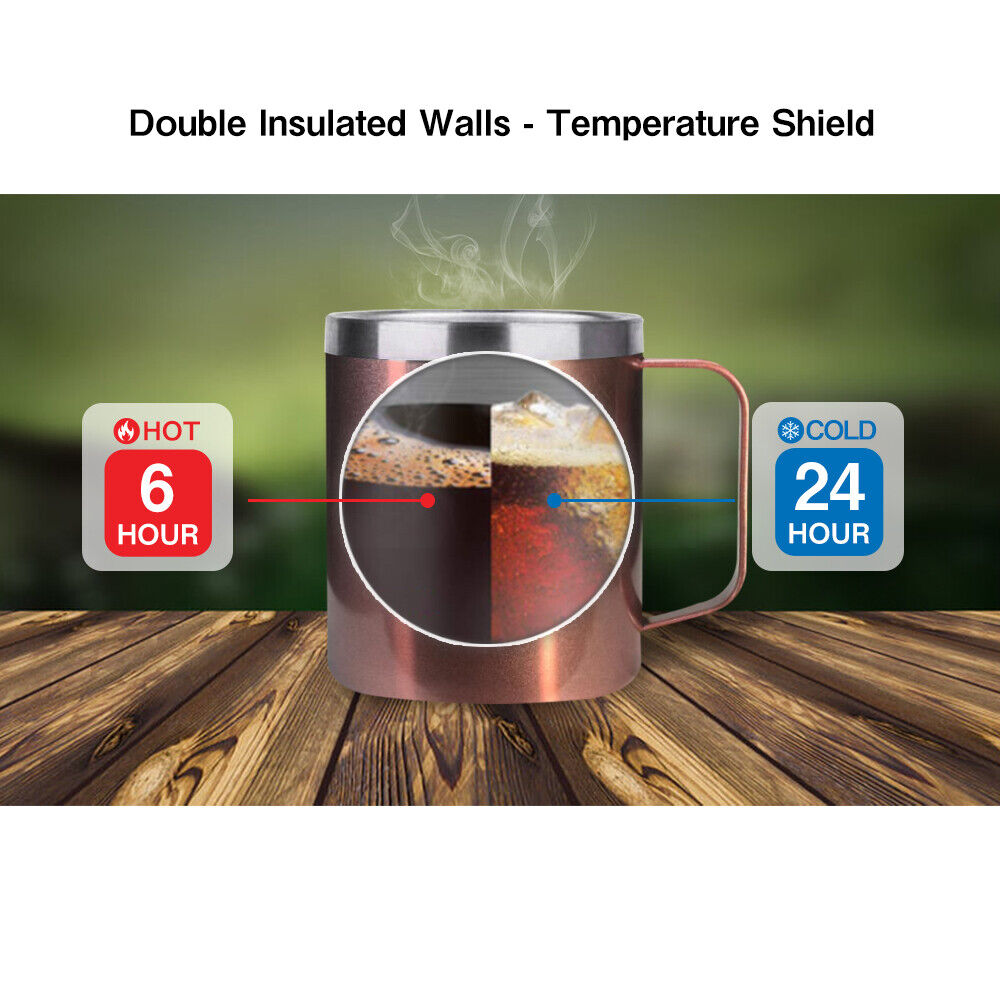 14oz Coffee Mug Slider Lid Stainless Steel Vacuum Double Wall Insulation Tumbler - Picture 27 of 94