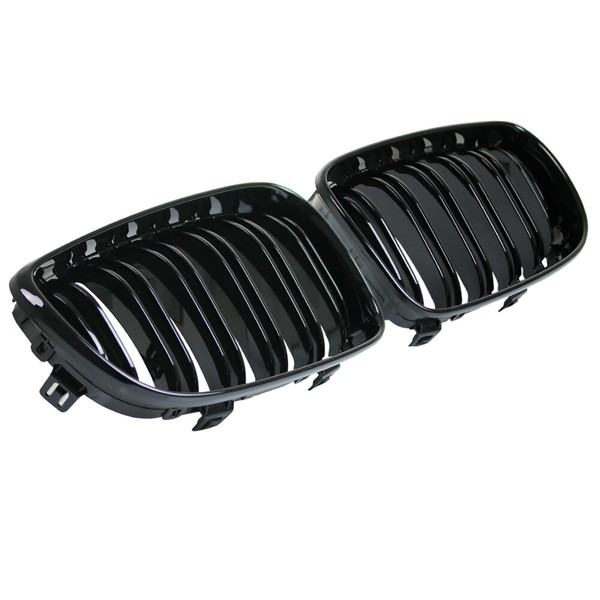 Nieren KüHlergrill FüR 1Er Bmw E81 E87 Lci 07-11 Schwarz Klavierlack Doppelsteg-image