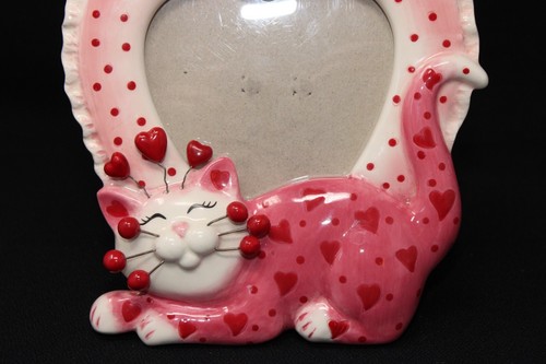 Marco de fotos AMY LACOMBE 2006 Whimsiclay "Adora" Heart Kitty #15253, 5,75" EPOC - Imagen 5 de 11