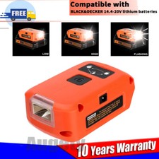 Battery Adapter for Black Decker 14.4-20v Li-Ion Battery Led Work Light Dual USB