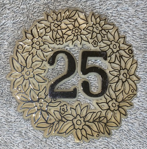 Vtg Cake Cupcake Decoration Plastic White & Silver Number #25 - Picture 1 of 3