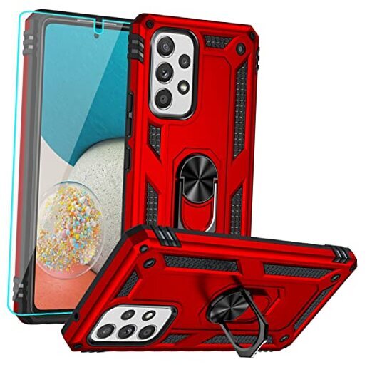Case for Samsung Galaxy A53 Case,with HD Screen Protector, [Military Grade] Red
