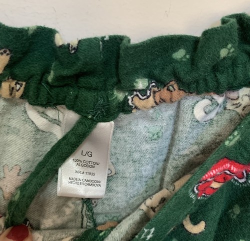 Planet Sleep Women’s Flannel Size Large 2 Piece Cats Print Pajamas PJ Set Cotton - Picture 9 of 10