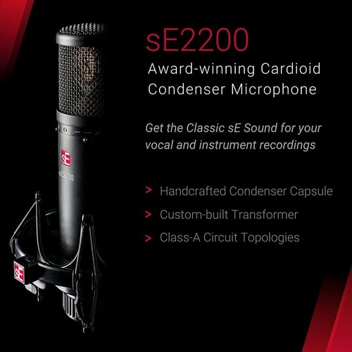 sE Electronics sE2200 Condenser Cardioid Microphone w/ XLR Cable & Pop Filter - Picture 5 of 10