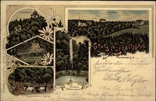 Frankenberg Sachsen 1902 L&uuml;tzelh&ouml;he Litho-AK mit Bahnpost Chemnitz Rosswein gel.