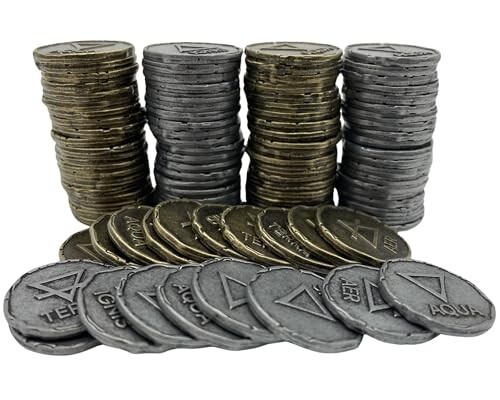 Monedas de metal DnD - Juego de monedas de plata y oro x 100 - Fantasy Elemental - Imagen 10 de 12