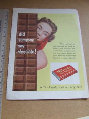 1950s READER'S DIGEST ADVERT - 1 PAGE - NESTLE'S MILK CHOC, 18.5 X 14 CM APPROX.