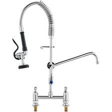 26" Commercial Faucet w/ Pre-Rinse Sprayer Deck Mount Kitchen Sink Faucet