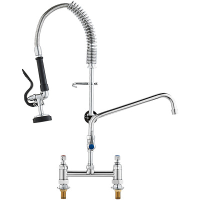 26'' Commercial Faucet w/ Pre-Rinse Sprayer Deck Mount Kitchen Sink Faucet