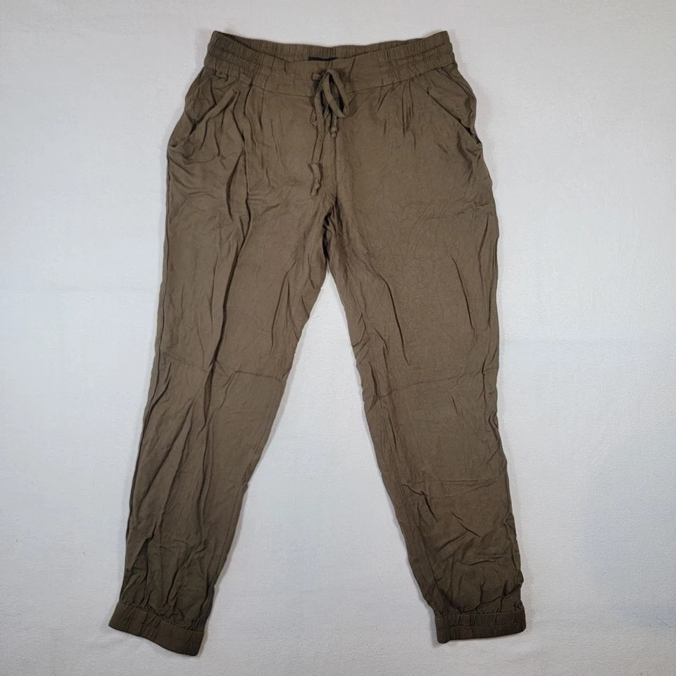 Talula Women's Joggers Sz M Medium Brown Rayon Pants Drawstrings Elastic Waist Foto 2 de 4