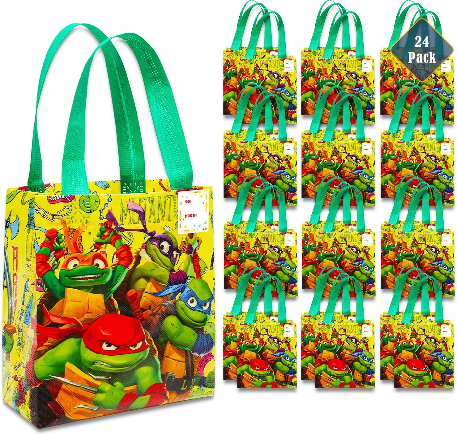 Набор подарочных сумок для вечеринки с черепашками-ниндзя-подростками, 24 упаковки, 8 подарочных сумок для вечеринки