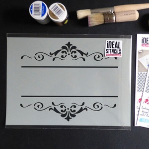 Shabby chic border stencil vintage decorative damask paint wall ... Stencil muro gratis