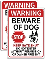 Beware of Dog Sign 2PCS - Beware of Dogs Signs for Fence, Do Not Enter Signs