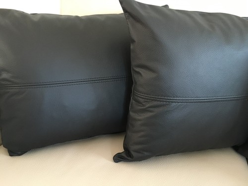 4 x Sofakissen 50x40 u 40x40 cm schwarz echt Leder Dekokissen Couchkissen Kissen - Picture 4 of 4
