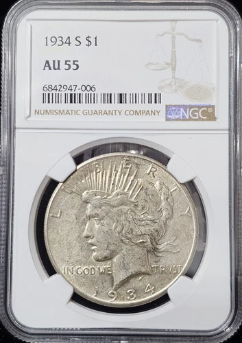 1934-S Peace Dollar AU-55 NGC