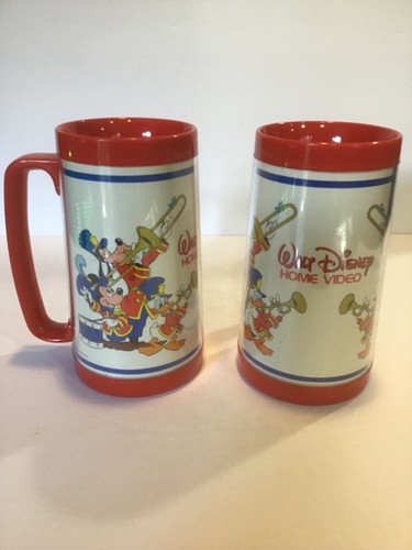 Taza de plástico Thermo-Serv 1982 Walt Disney Home Video Stein juego de 2 Mickey Mouse - Imagen 2 de 5