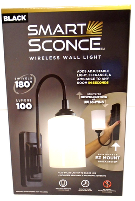#ad Smart Sconce Wireless Wall Light Black with Remote EZ Mount Battery System LED $24.50