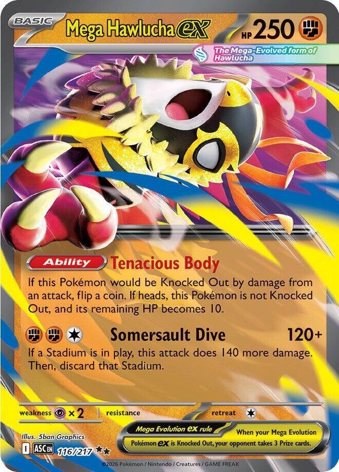 MEGA HAWLUCHA EX 116/217 ASCENDED HEROES POKEMON (DOUBLE RARE, NM