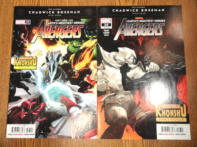 Avengers #36 #37 Comic Buch Set 1. Print Chadwick Boseman Khonshu Lot