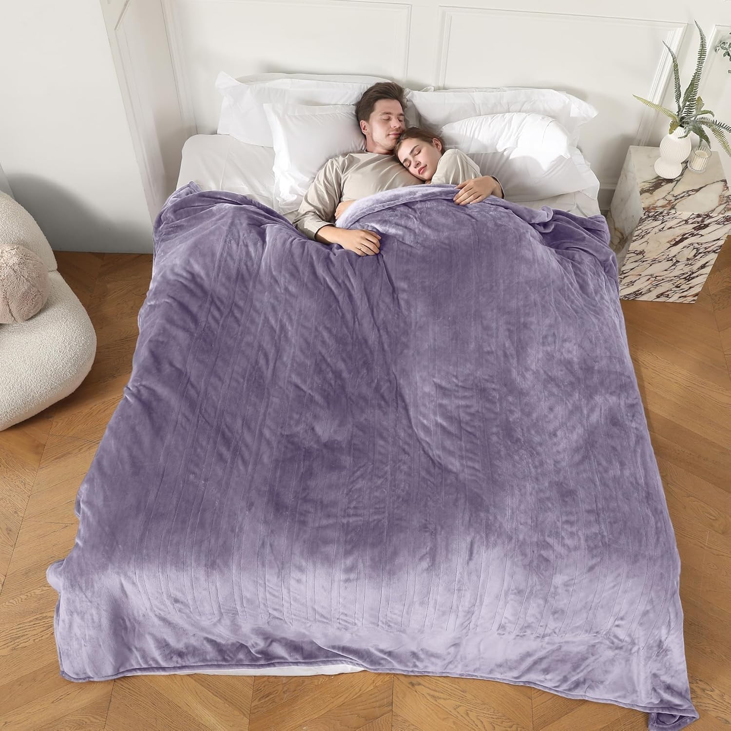 Electric Blanket King Size, Super Soft Cozy Upgraded Flannel Heated Blanket Dual-image