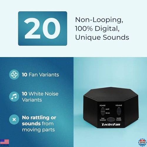 White Noise Machine with 20 Non-Looping Sounds - Global Power Adapters - Black - Picture 3 of 6
