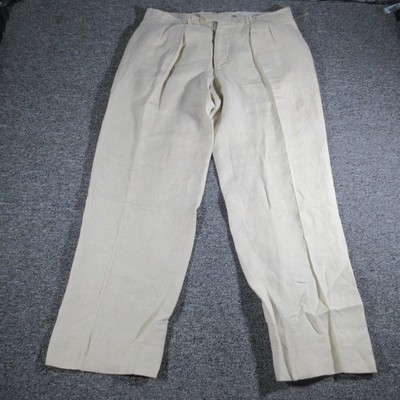 Baldessarini Hugo Boss Pants Mens 54 Beige Irish Linen Pleated Dress Summer