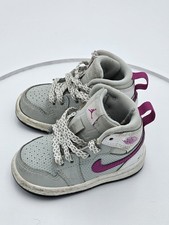 Nike Air Jordan 1 Mid TD Baby 4 C Wolf Gray Pink Sneaker Shoe 705324-018