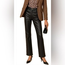 Wilson  s Genuine Leather High-Waist Straight Leg Pants  Black Vintage Luxury