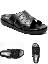 Stacy Adams Men's Mondo Cross Strap Slide Sandals Black Noir  Size 9 New NWT