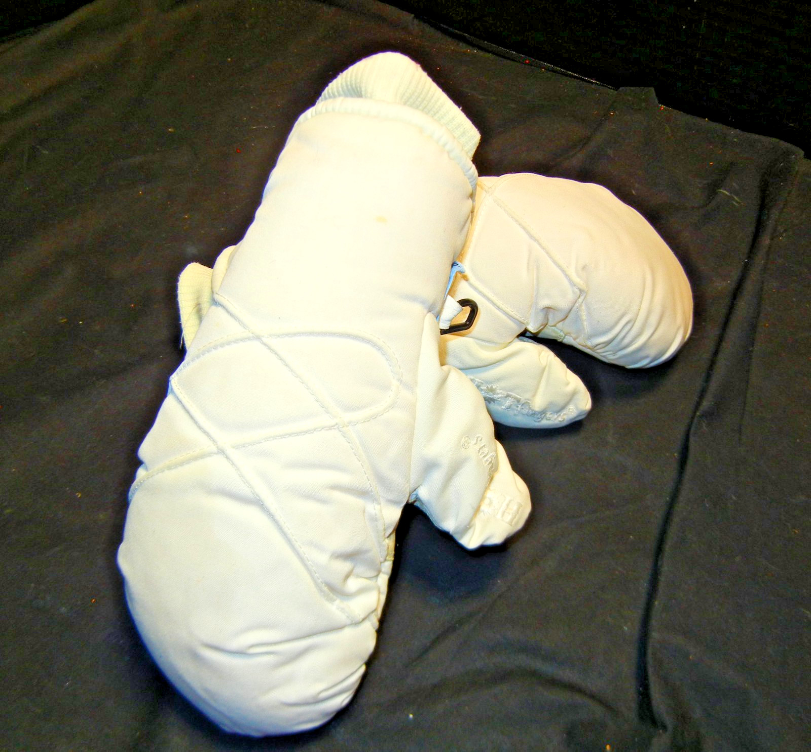 HOTFINGERS WHITE Mittens Womens LARGE Leather Palm  Ski Snow