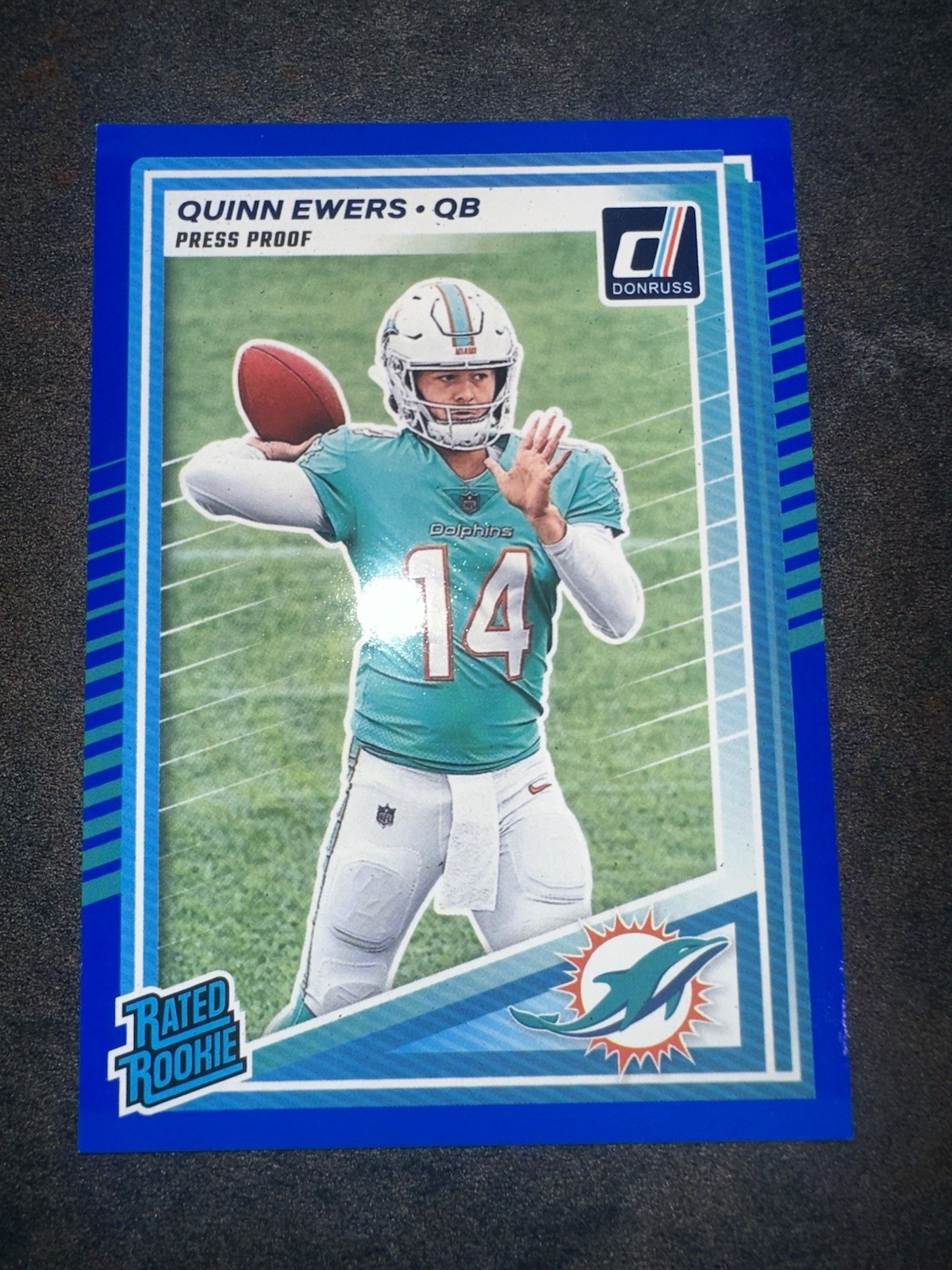 2025 Panini Donruss Blue Press Proof Rated Rookie Quinn Ewers No. 342 (RC)