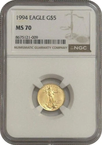 1994 1/10 American Gold Eagle $5 Coin NGC MS70
