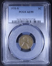 1931-S Lincoln Wheat Cent - 1c PCGS AU55 - Key Date Coin!