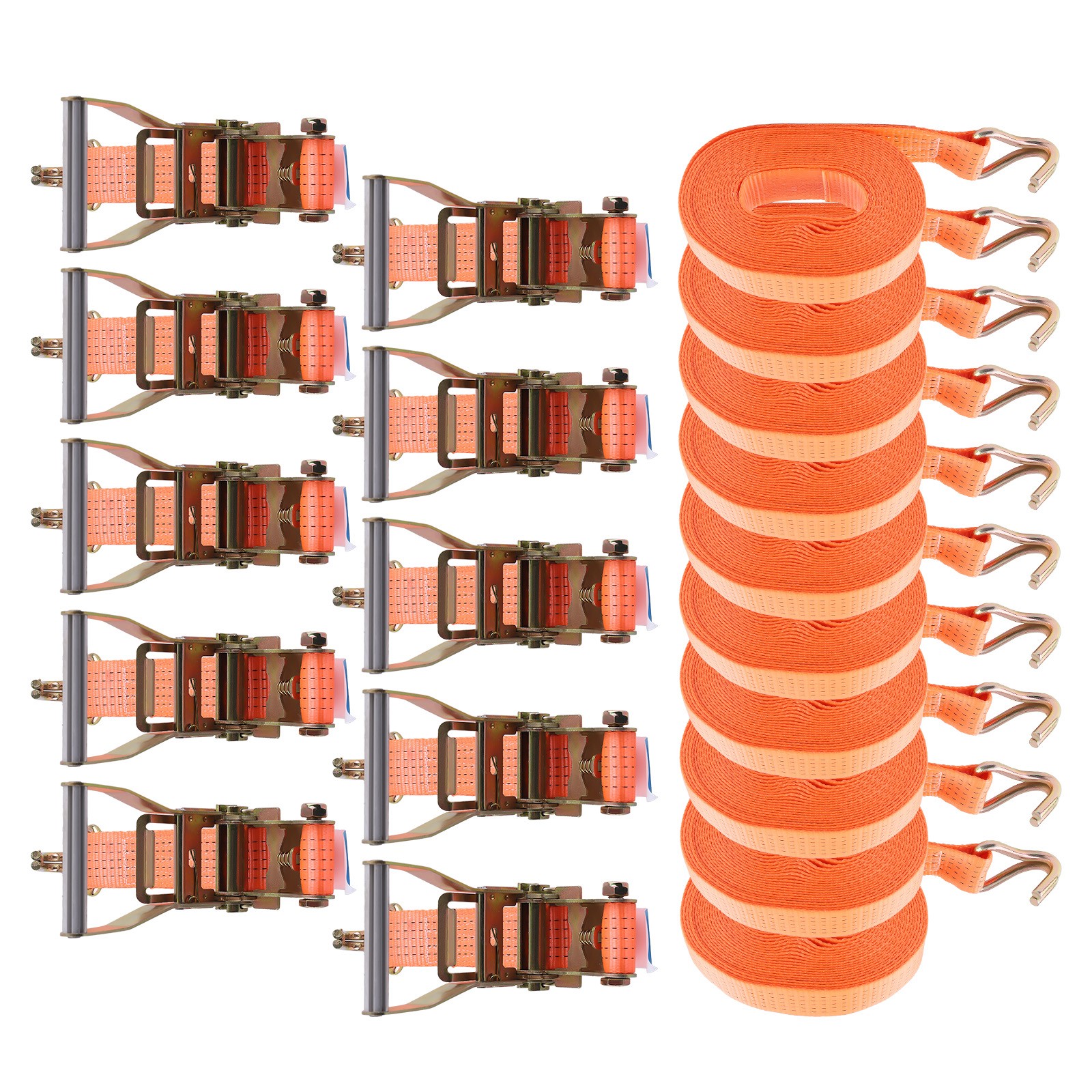 10x Heavy Duty Ratchet Straps Tie Down 50mm 10Meter 5ton Claw Lorry Lashing