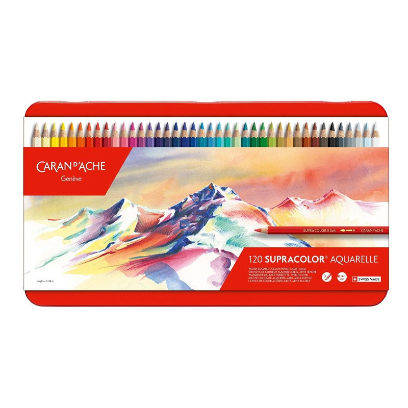 Crayons de couleur Caran d'Ache Supracolor 120 couleurs aquarellables pour dessin et lavis