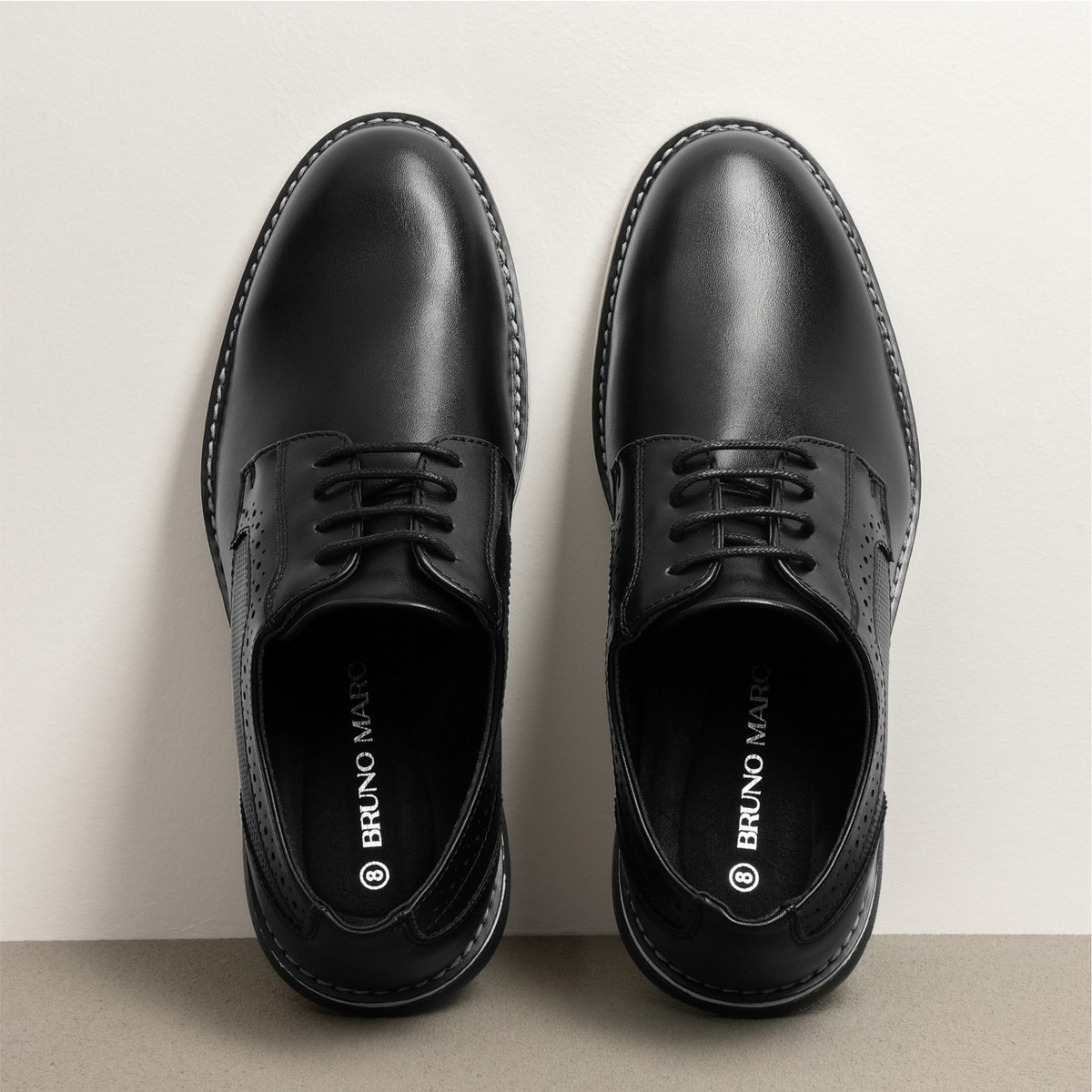 Scarpe Uomo Oxford Scarpe Uomo Bruno Marc Derby Oxford - Eleganti E Leggere, Pelle Sintetica, Stringate Scarpe Eleganti Derby Oxford Bruno Marc Pelle Sintetica - Foto 4