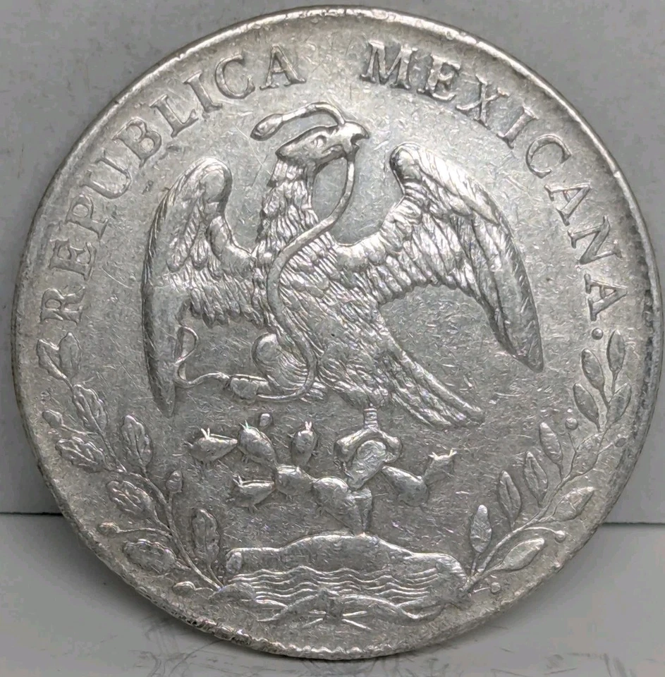 1891 Do JP 8 Reales México ~ Fecha más dura / AU+/UNC Como nuevo ~ Moneda de plata Foto 2 de 2