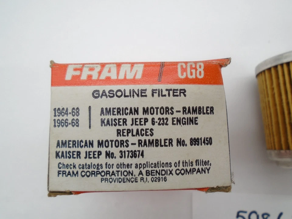 Filtro de combustible NOS FRAM CG8 1962-1968 AMC, Jeep Foto 2 de 4
