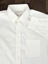 Gold Label Roundtree Fitted Mens Button Down Shirt 16.5-33 White Pinpoint Oxford