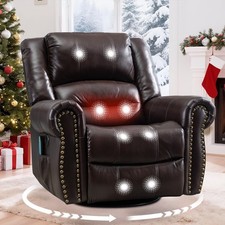 360 Swivel Manual Glider Rocker Recliner Chair Massage Reclining Chair w/ Heat