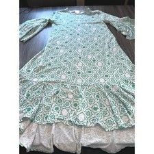 LuLaRoe Carly Dress Women's Size XS Green Geometric Print