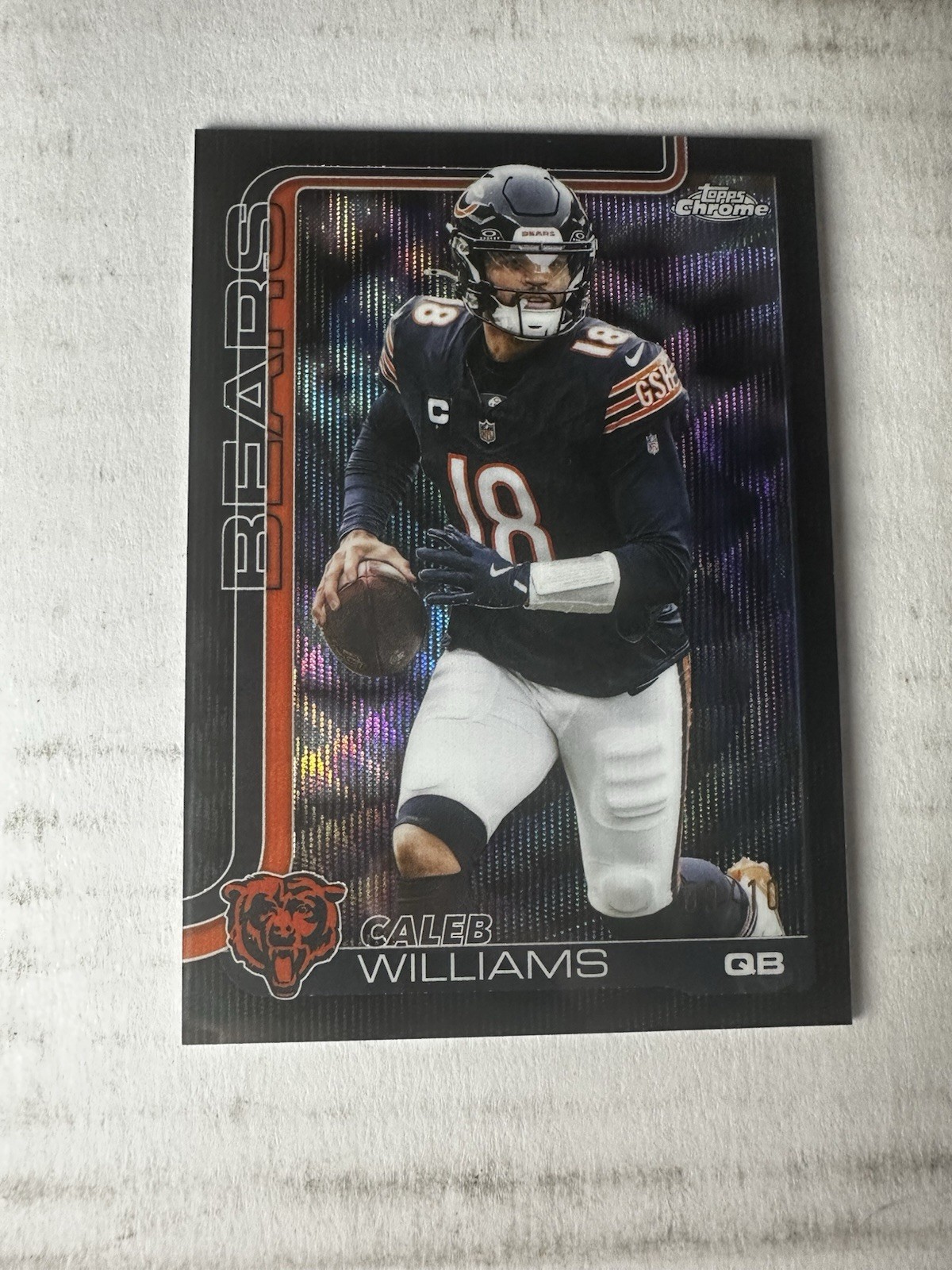 2025 Caleb Williams Topps Chrome Black Wave Parallel Chicago Bears 9/10
