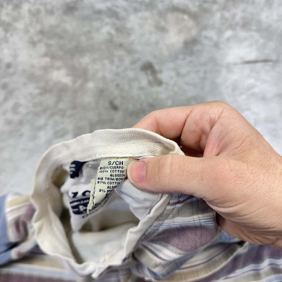 Camisa Arizona Jean Co Para Hombres Pequeña Azul Tostado Rayas Henley Bolsillo Tejido Preppy Foto 3 de 4