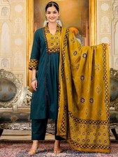 Indian Wedding Wear Anarkali Suit Women's Designer Kurti Pant Dupatta Set Dress